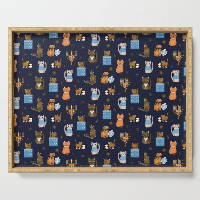 Hanukkah Cats Serving Tray Gallery Image 1