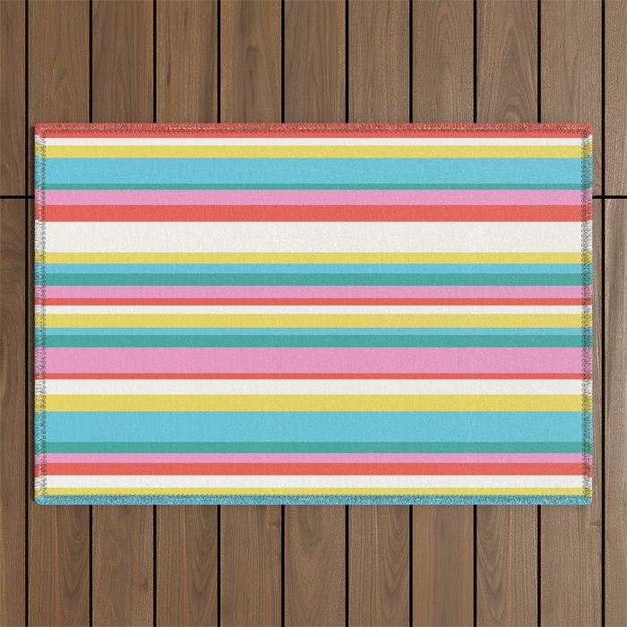 Classic Stripes II - 60s Candy Rainbow Outdoor Rug Gallery Image 1
