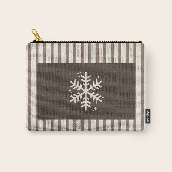 Snowflake Brown Striped Carry All Pouch Gallery Image 1