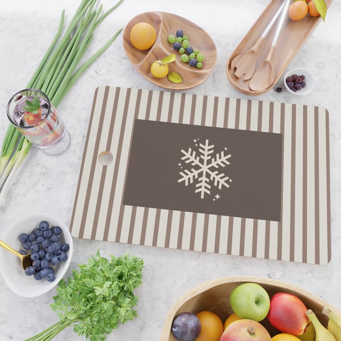 Snowflake Brown Striped Cutting Board Gallery Image 2