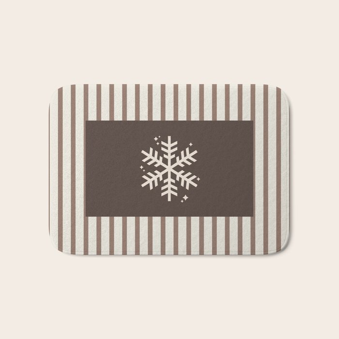 Snowflake Brown Striped Bath Mat Gallery Image 1