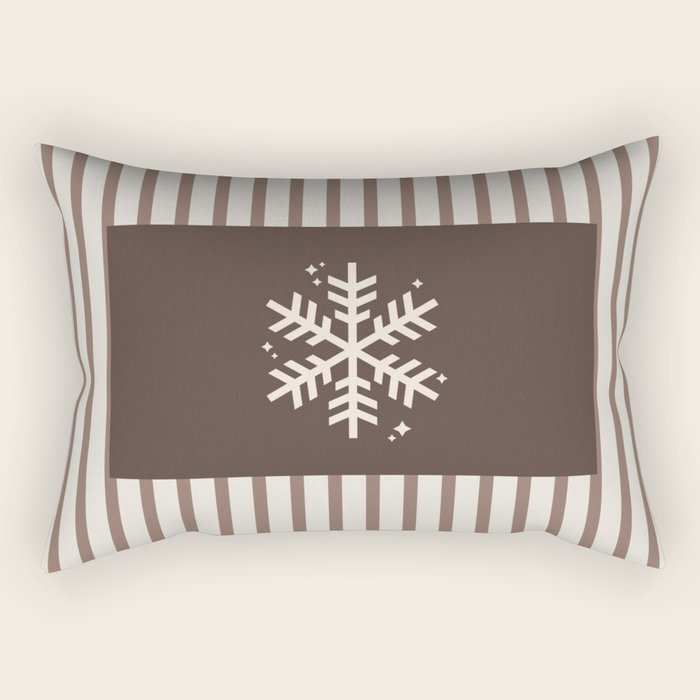 Snowflake Brown Striped Rectangular Pillow Gallery Image 1