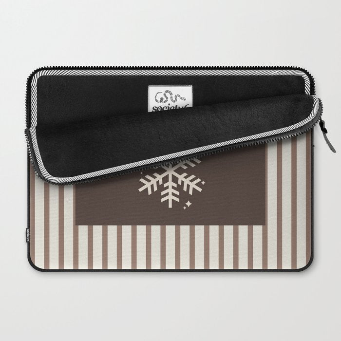 Snowflake Brown Striped Laptop Sleeve Gallery Image 2