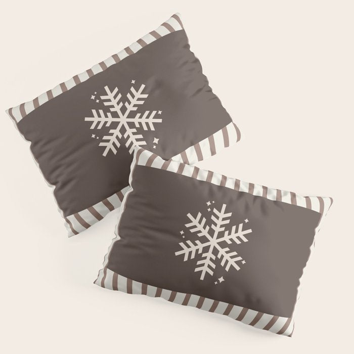 Snowflake Brown Striped Pillow Sham Gallery Image 3