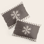 Snowflake Brown Striped Pillow Sham Gallery Image 3
