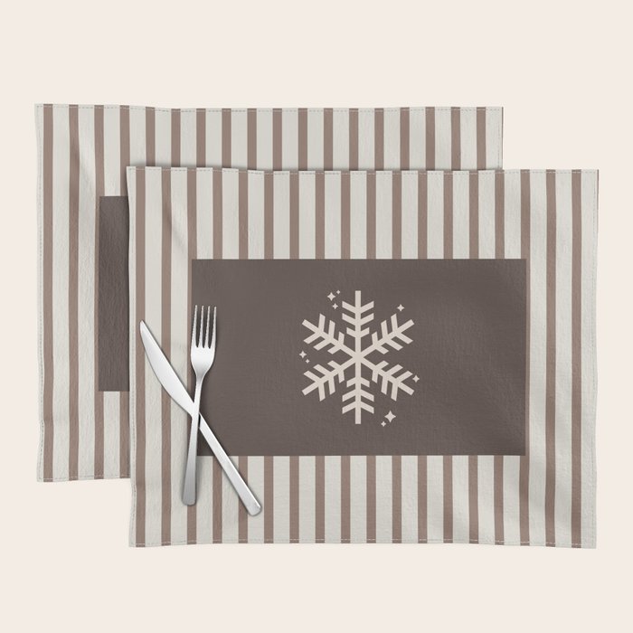 Snowflake Brown Striped Placemat Gallery Image 1
