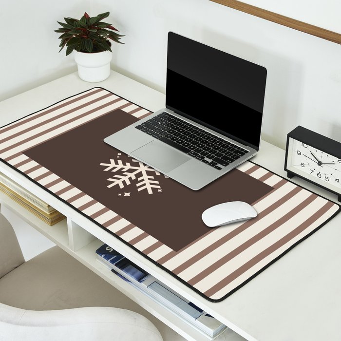 Snowflake Brown Striped Desk Mat Gallery Image 2