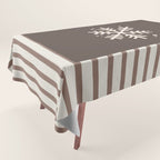 Snowflake Brown Striped Tablecloth Gallery Image 1