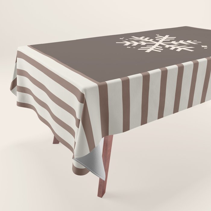 Snowflake Brown Striped Tablecloth Gallery Image 1