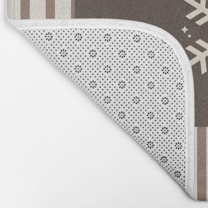 Snowflake Brown Striped Bath Mat Gallery Image 2