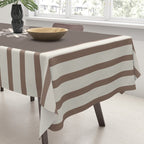 Snowflake Brown Striped Tablecloth Gallery Image 3