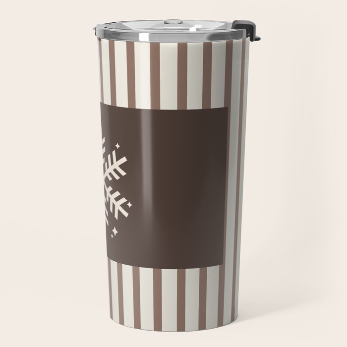 Snowflake Brown Striped Travel Mug Gallery Image 2