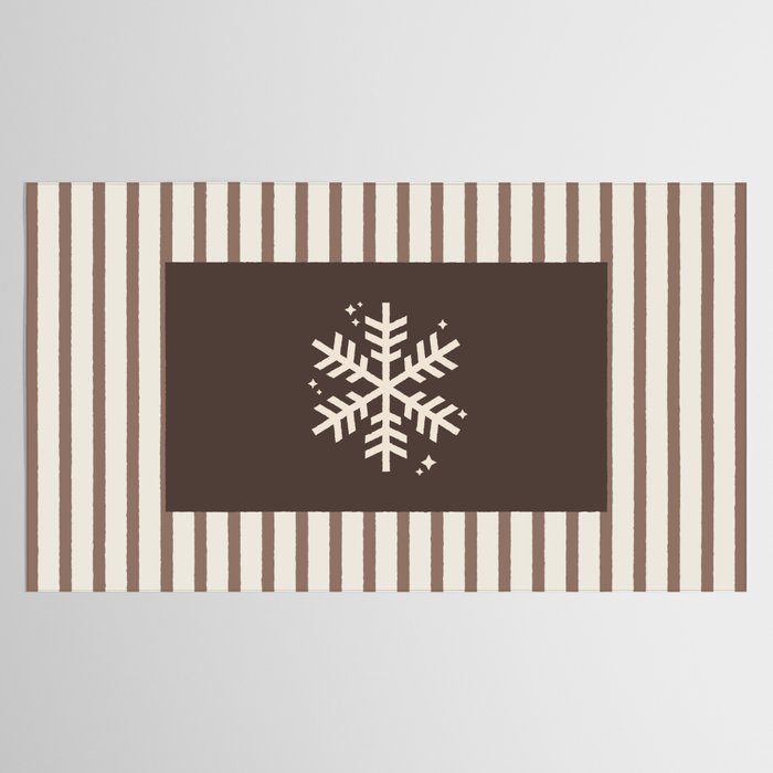 Snowflake Brown Striped Tablecloth Gallery Image 2
