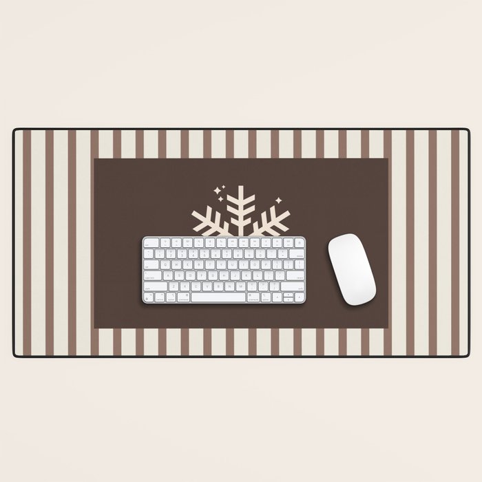 Snowflake Brown Striped Desk Mat Gallery Image 1