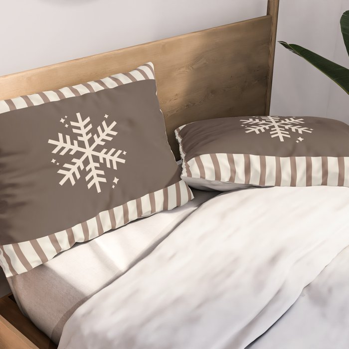 Snowflake Brown Striped Pillow Sham Gallery Image 2