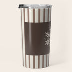 Snowflake Brown Striped Travel Mug Gallery Image 3
