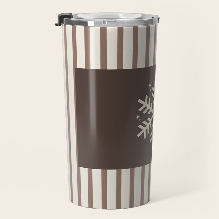 Snowflake Brown Striped Travel Mug Gallery Image 3