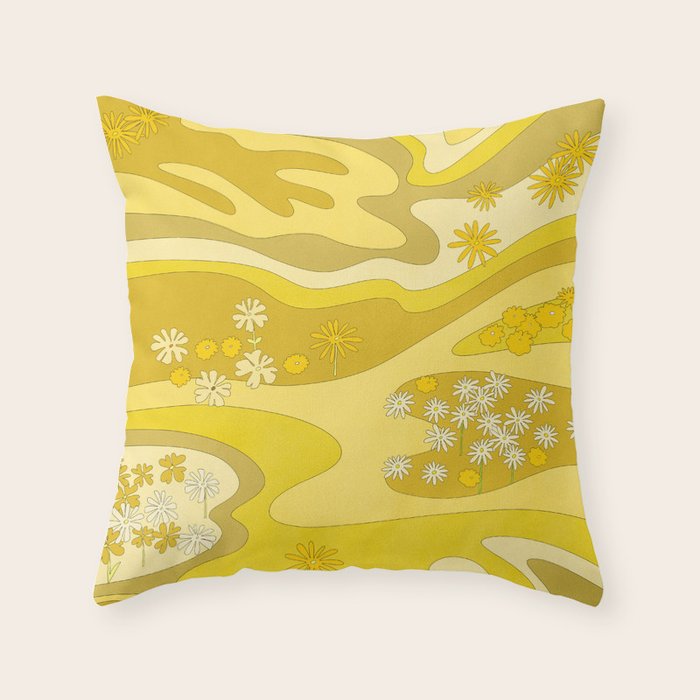 Yellow Garden Throw Pillow Gallery Image 1