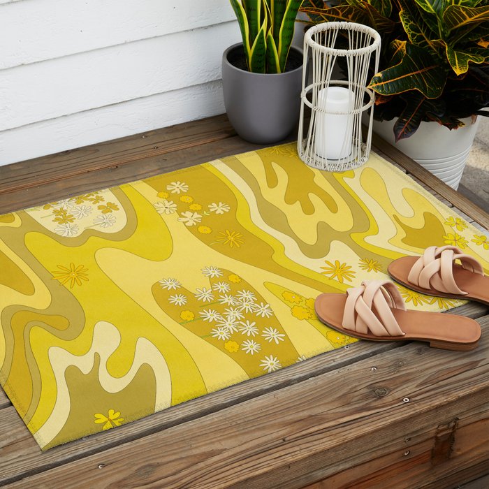 Yellow Garden Outdoor Rug Gallery Image 2