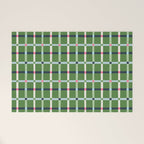 Windowpane Plaid Blue Pink on Green Welcome Mat Gallery Image 1