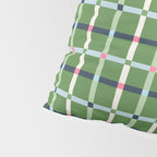 Windowpane Plaid Blue Pink on Green Pillow Sham Gallery Image 4