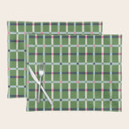 Windowpane Plaid Blue Pink on Green Placemat Gallery Image 1