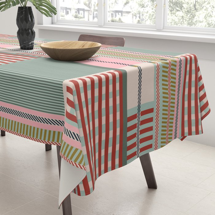 Vintage Striped Geometric Tablecloth Gallery Image 3