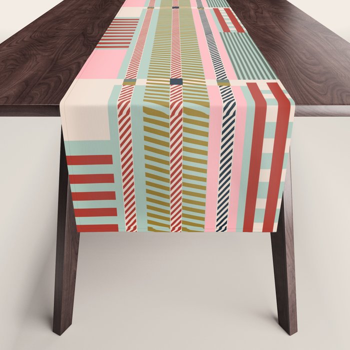 Vintage Striped Geometric Table Runner Gallery Image 1