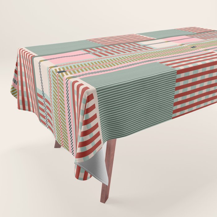 Vintage Striped Geometric Tablecloth Gallery Image 1