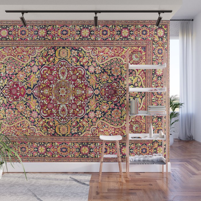 Esfahan Antique Floral Persian Rug Print Wall Mural Gallery Image 1