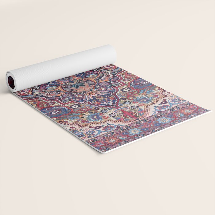 Antique Ornate Plum Spice Persian Kirman Rug Yoga Mat Gallery Image 2