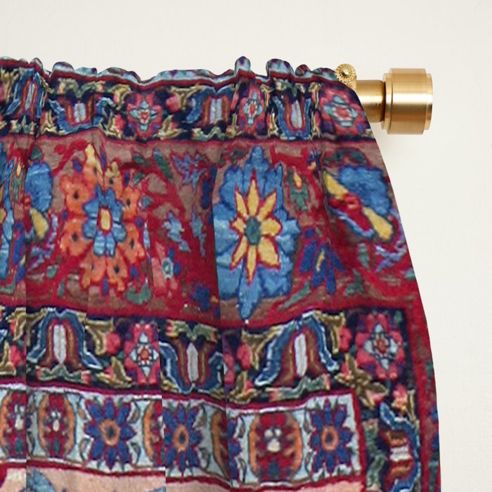 Antique Ornate Plum Spice Persian Kirman Rug Window Curtain Gallery Image 2