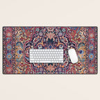 Antique Ornate Plum Spice Persian Kirman Rug Desk Mat Gallery Image 1