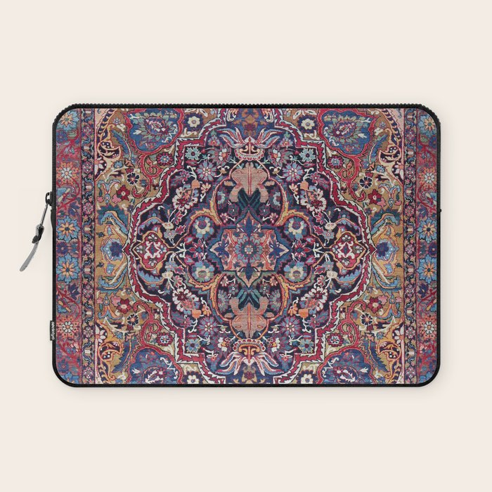 Antique Ornate Plum Spice Persian Kirman Rug Laptop Sleeve Gallery Image 1
