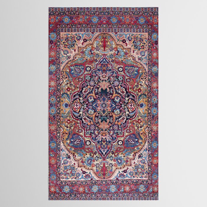 Antique Ornate Plum Spice Persian Kirman Rug Tablecloth Gallery Image 2