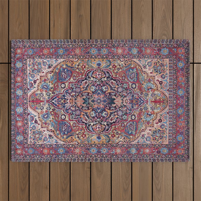 Antique Ornate Plum Spice Persian Kirman Rug Outdoor Rug Gallery Image 1