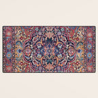 Antique Ornate Plum Spice Persian Kirman Rug Desk Mat Gallery Image 3