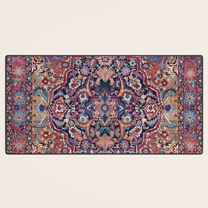 Antique Ornate Plum Spice Persian Kirman Rug Desk Mat Gallery Image 3