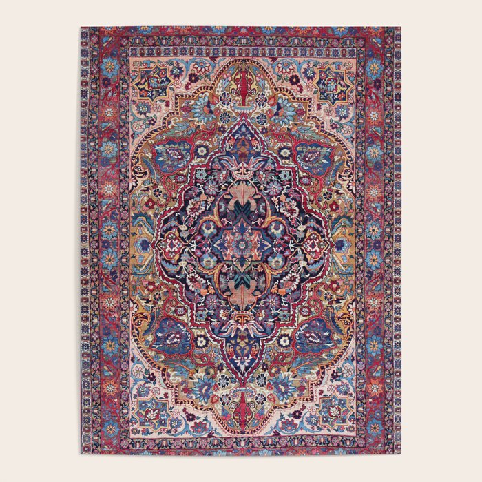 Antique Ornate Plum Spice Persian Kirman Rug Poster Gallery Image 1