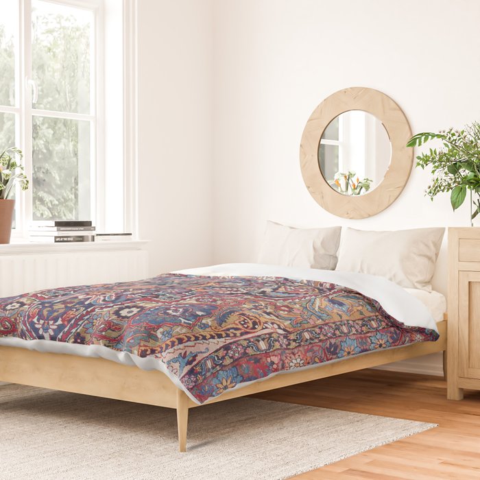 Antique Ornate Plum Spice Persian Kirman Rug Duvet Cover Gallery Image 2