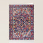 Antique Ornate Plum Spice Persian Kirman Rug Stationery Card Gallery Image 2