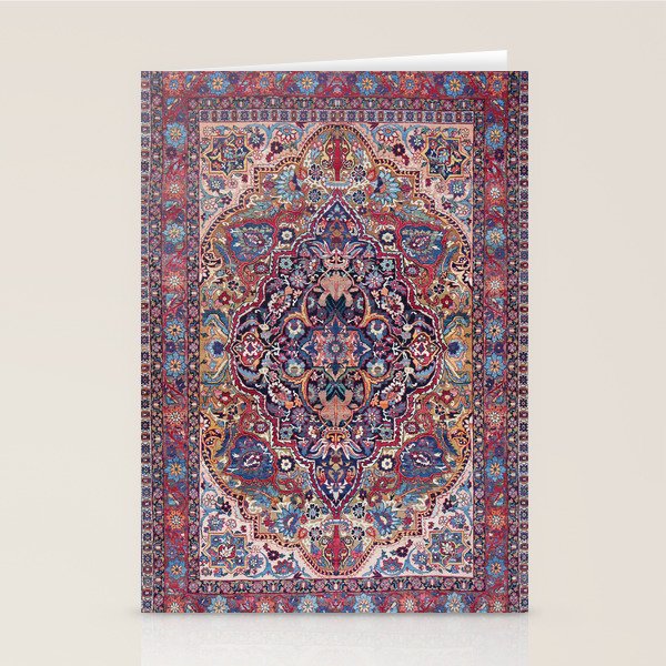 Antique Ornate Plum Spice Persian Kirman Rug Stationery Card Gallery Image 2