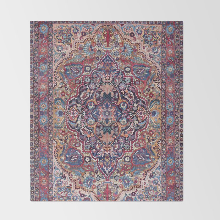 Antique Ornate Plum Spice Persian Kirman Rug Throw Blanket Gallery Image 2