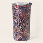 Antique Ornate Plum Spice Persian Kirman Rug Travel Mug Gallery Image 2