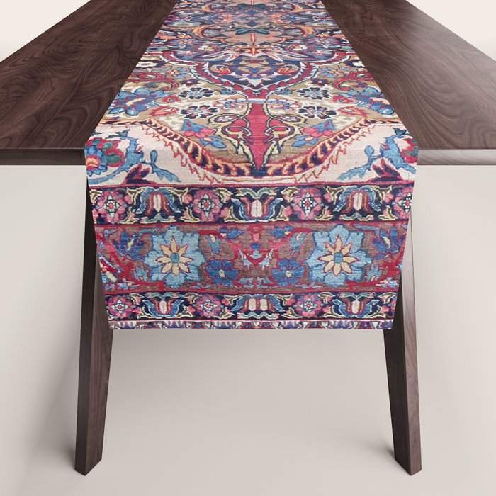 Antique Ornate Plum Spice Persian Kirman Rug Table Runner Gallery Image 1