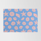 Retro Coastal Shells on Blue Rug Gallery Image 2