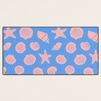 Retro Coastal Shells on Blue Desk Mat Gallery Image 3