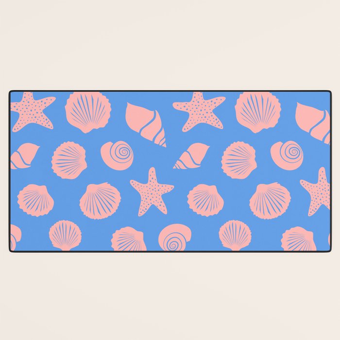 Retro Coastal Shells on Blue Desk Mat Gallery Image 3
