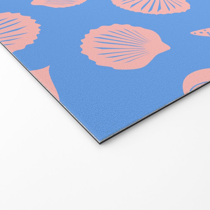Retro Coastal Shells on Blue Welcome Mat Gallery Image 2