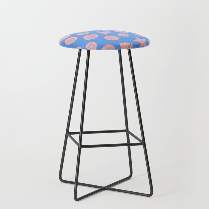 Retro Coastal Shells on Blue Stool Gallery Image 1
